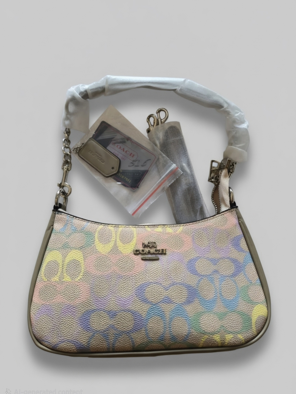 COACH Pastel Signature Print Shoulder Bag